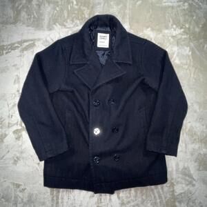 Old Navy Boys LARGE (10-12) Black Pea Coat Recycled Wool Blend Youth